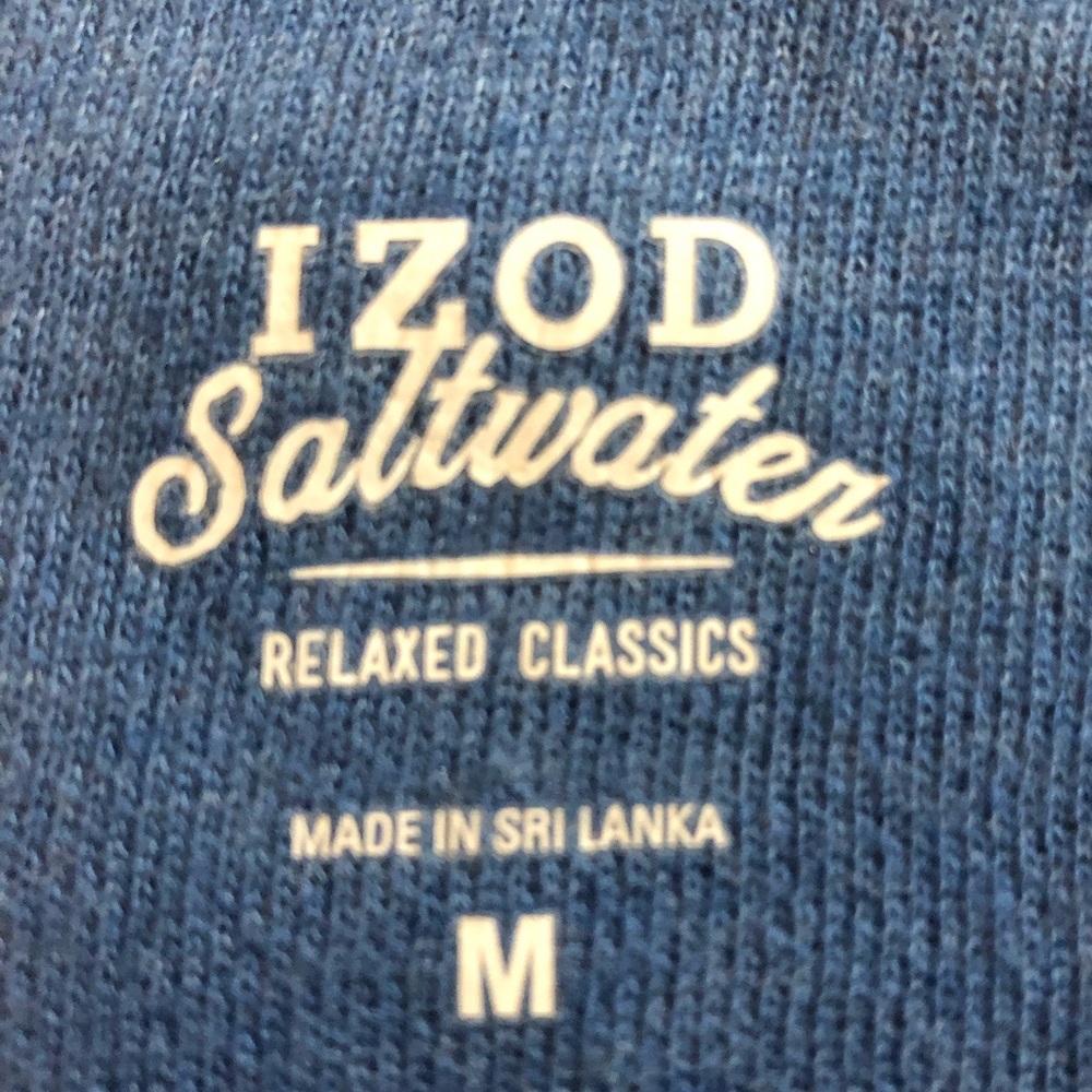 Men’s Izod Blue Long Sleeve Quarter Zip Knit Pullover, Size Medium - Picture 7 of 7
